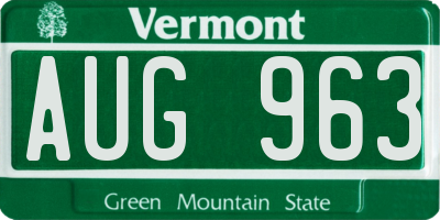 VT license plate AUG963