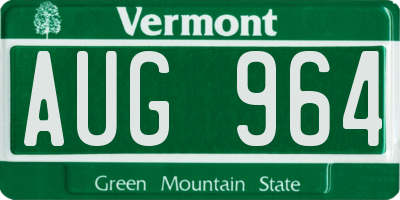 VT license plate AUG964