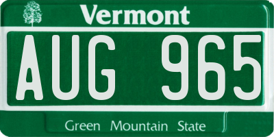 VT license plate AUG965