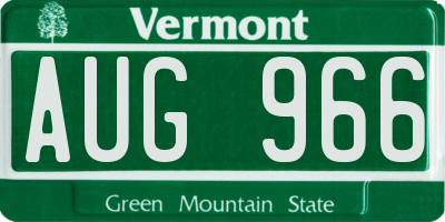 VT license plate AUG966