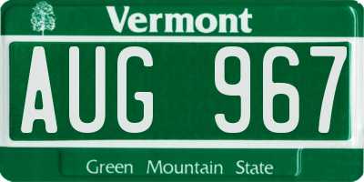 VT license plate AUG967