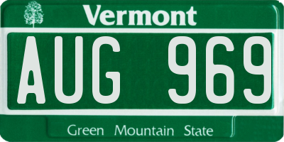 VT license plate AUG969