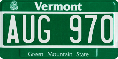 VT license plate AUG970