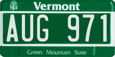VT license plate AUG971