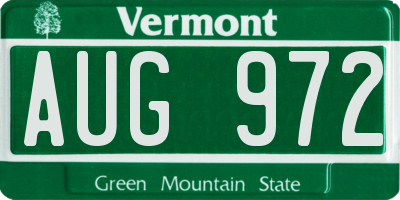 VT license plate AUG972