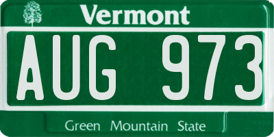 VT license plate AUG973