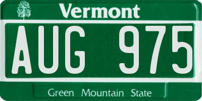 VT license plate AUG975