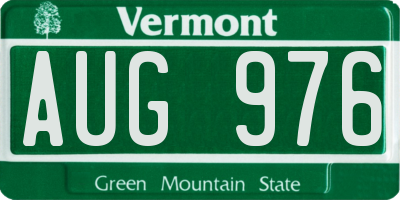 VT license plate AUG976