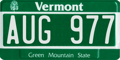 VT license plate AUG977