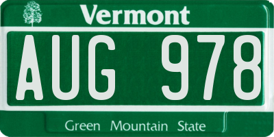 VT license plate AUG978