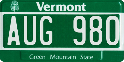 VT license plate AUG980