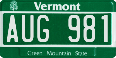 VT license plate AUG981
