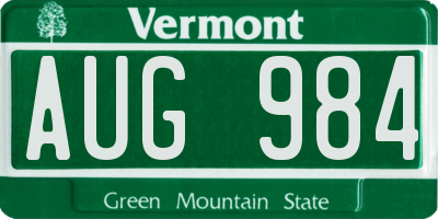 VT license plate AUG984