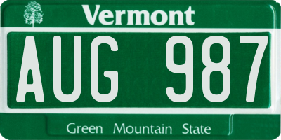 VT license plate AUG987