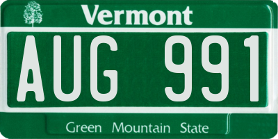 VT license plate AUG991