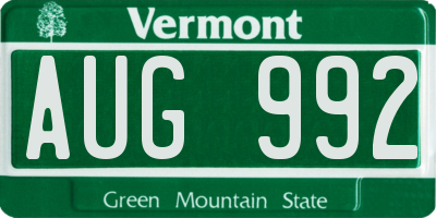 VT license plate AUG992