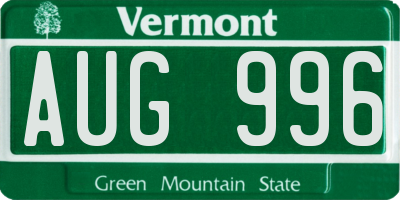 VT license plate AUG996