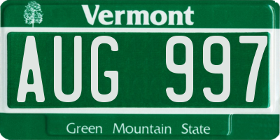 VT license plate AUG997
