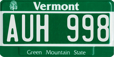 VT license plate AUH998