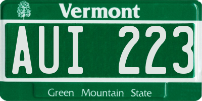 VT license plate AUI223
