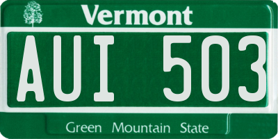 VT license plate AUI503