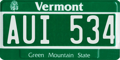 VT license plate AUI534