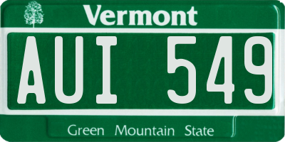 VT license plate AUI549