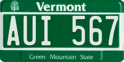 VT license plate AUI567