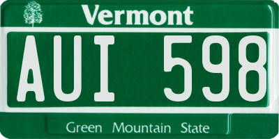 VT license plate AUI598