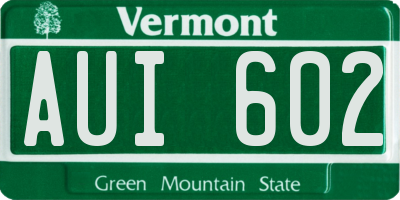 VT license plate AUI602