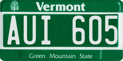 VT license plate AUI605