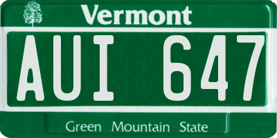 VT license plate AUI647