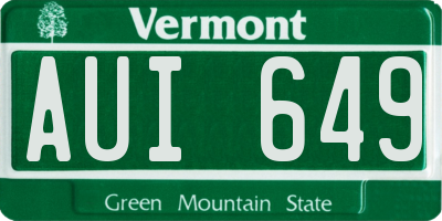 VT license plate AUI649