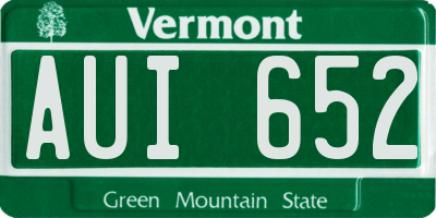 VT license plate AUI652