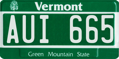 VT license plate AUI665