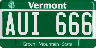 VT license plate AUI666