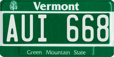 VT license plate AUI668