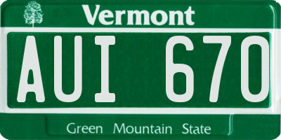 VT license plate AUI670