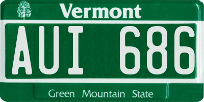 VT license plate AUI686