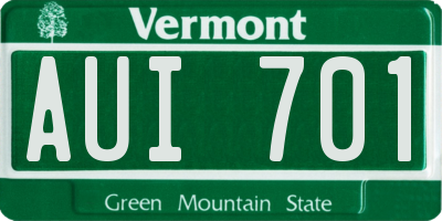 VT license plate AUI701