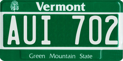 VT license plate AUI702