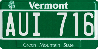 VT license plate AUI716
