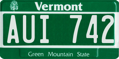 VT license plate AUI742