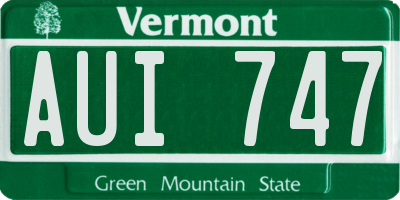 VT license plate AUI747