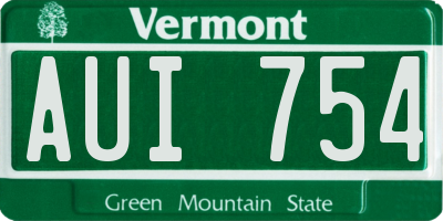 VT license plate AUI754