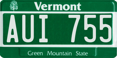 VT license plate AUI755