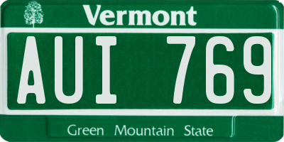 VT license plate AUI769