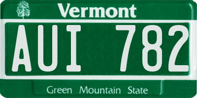 VT license plate AUI782
