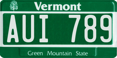VT license plate AUI789