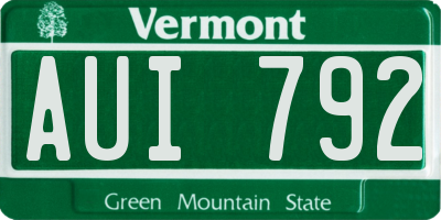 VT license plate AUI792